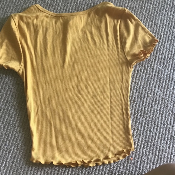 Tilly’s Mustard Yellow Butterfly Ribbed Tight Tee - Picture 5 of 5